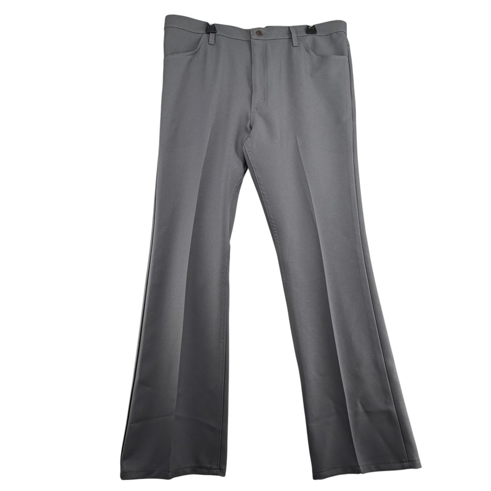 Vintage Wrangler 40x32 Gray Polyester Flare Bootcut Pants USA Fabric Western